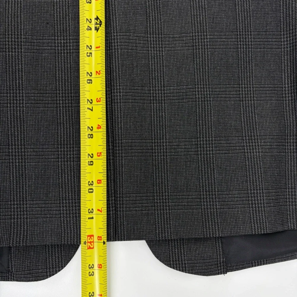 Club Room Mens Sport Coat Grey Glen Plaid Blazer Jacket 40R Elbow Patches